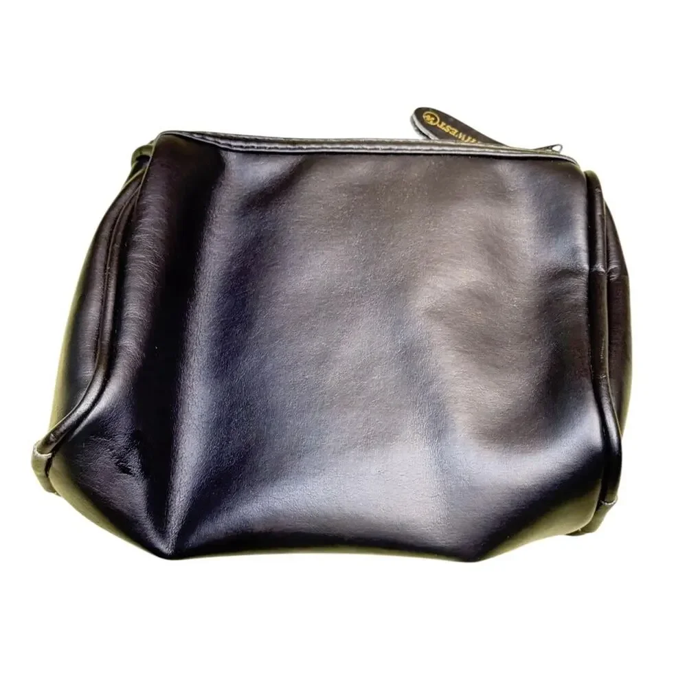 Vintage Northwest Airlines Black Vinyl Faux Leather Amenity Kit Bag